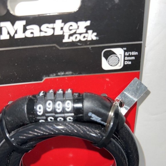 Master Lock 8143D Combination Cable Lock 4' (1.2m)x5/16" (8mm) Black ~ NEW - Picture 6 of 7